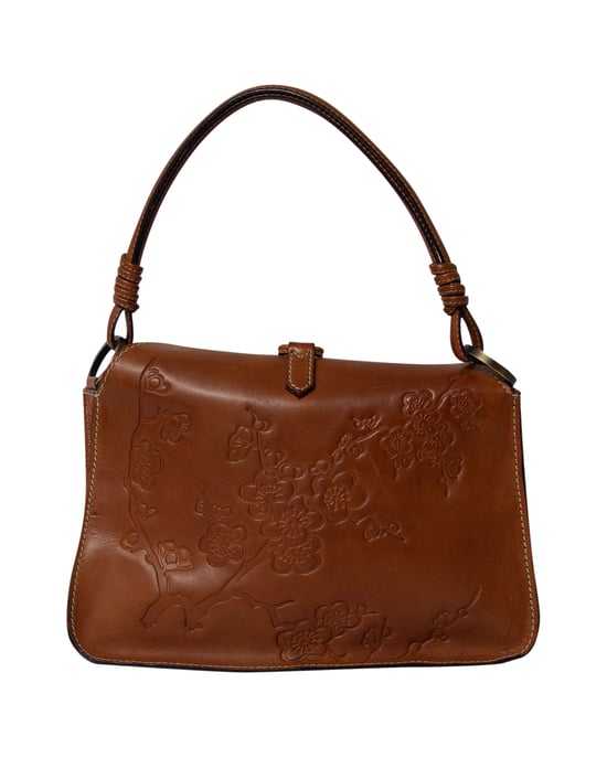 Valentino Garavani Flower Embossed Hobo Bag in Brown Leather - Image 4