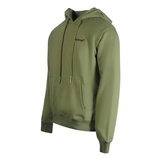 Off-White Helvetica Logo Slim Fit Green Hoodie
