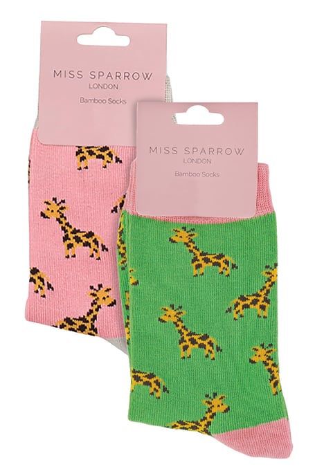 Miss Sparrow - Pack de 2 Calcetines de Bambú con Dibujos de Animales para Niñas - Jirafas - Image 2