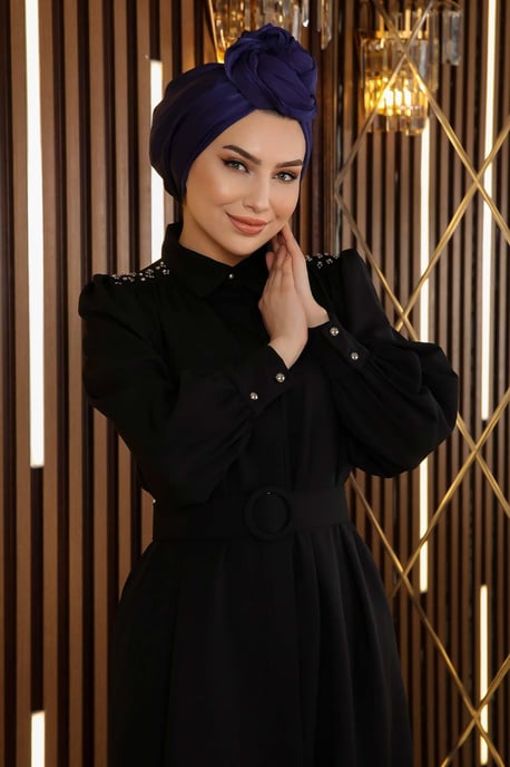 Stone Detail Belted Dress