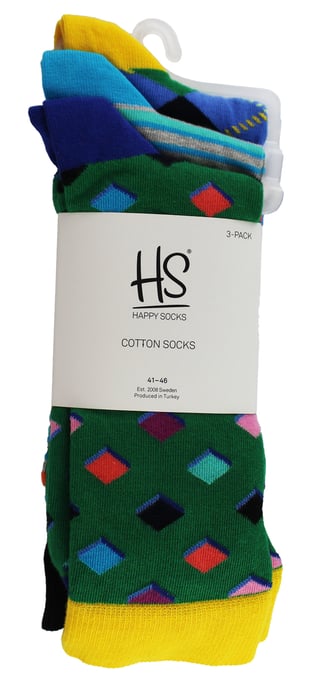 HS by Happy Socks - Pack de 3 Calcetines de Vestir Divertidos - Diamante (Verde) - Image 2