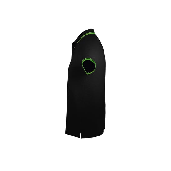 SOLS Mens Pasadena Tipped Short Sleeve Pique Polo Shirt (Black/Lime) - Image 3