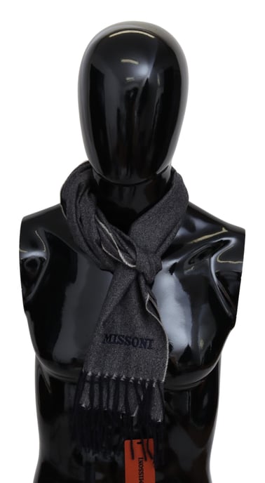 Missoni Men's Gray Cashmere Knit Unisex Neck Wrap Scarf - Image 1