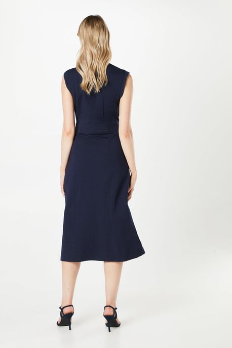 Ponte Button Waist Midi Dress