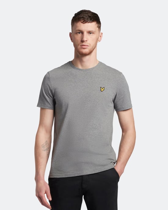 Middengrijs gemêleerd T-shirt met Lyle & Scott-logo op de borst - Image 1
