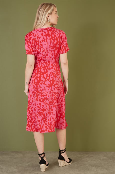 Pink Animal Print Shirt Dress