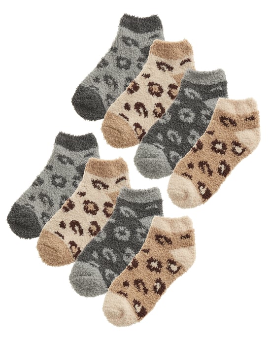 8 pares de calcetines para mujer con estampado de animales - Gris / Beige - Image 1