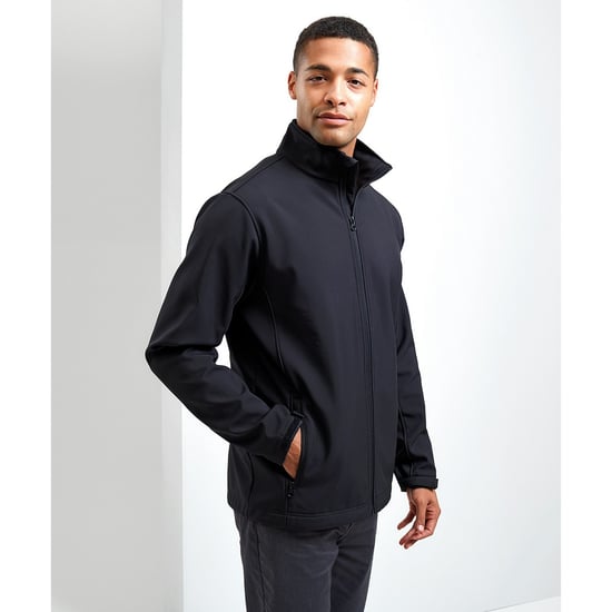 Premier Mens Windchecker Soft Shell Jacket (Black) - Image 4