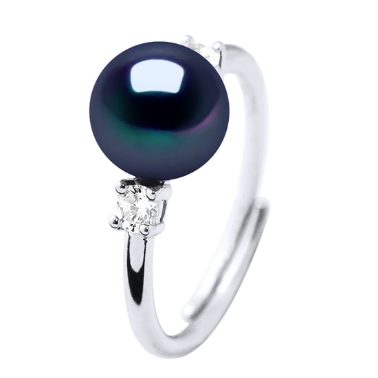 Ring Adjustable Freshwater Pearl 7-8mm Black Zirconium oxides and 925