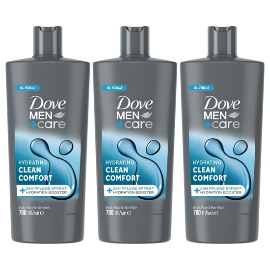 Dove Men+Care 3-in-1 Body, Face & Hair Wash Hydrating Clean Comfort 700ml, 3 Pk