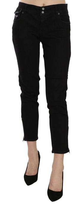 Pantalones de mezclilla casuales cortos de cintura media negros para mujer John Galliano - Image 1