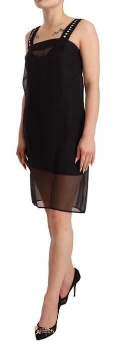 Vestido Mini Ajustado de Seda Negra con Cristales de Dolce & Gabbana para Mujer - Image 2