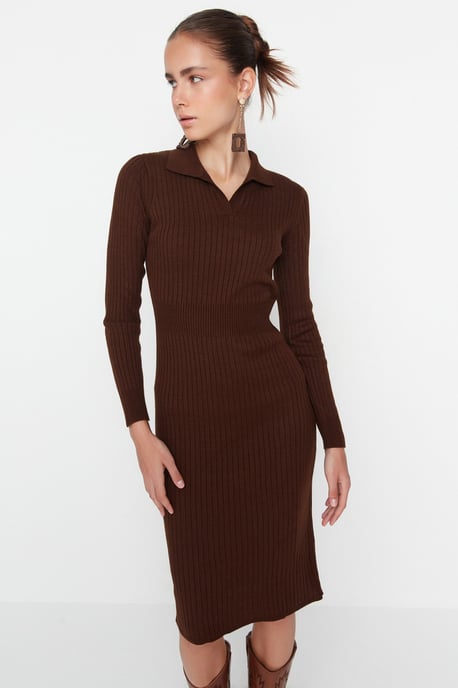 Trendyol Women's Polo neck bodycone Midi Dress - Image 2