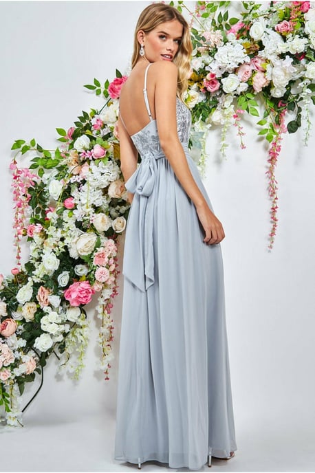 Lace Halter Neck Chiffon Skirt Dress