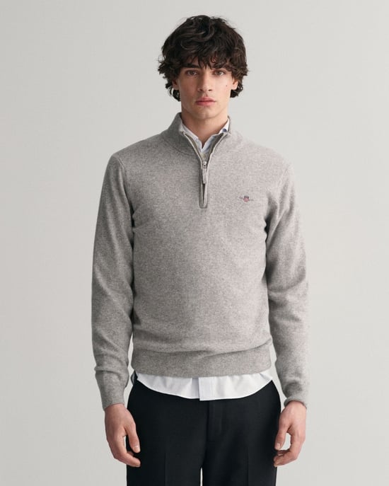 GANT Mens Superfine Lambswool Half Zip Cardigan