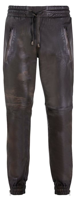 Mens Leather Jogging Bottoms-Boston