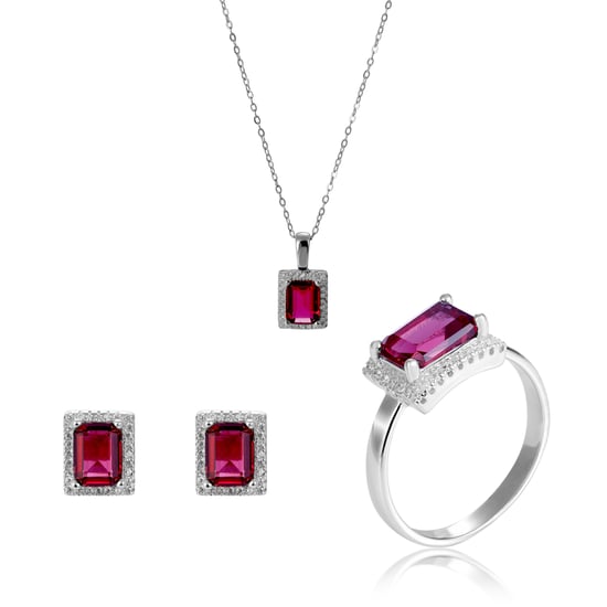 Orphelia 'Enora' Women's 925 Sterling Silver Set: Necklace + Earrings + Ring - Silver SET-7425/RU - Image 1