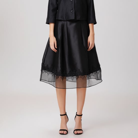 Lace Trim Organza And Taffeta Skirt - Image 2