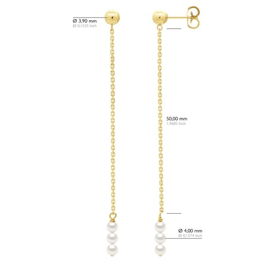 Earrings Trio - 3 Real Cultured Freshwater Pearls Round 4-5 mm - Image 2
