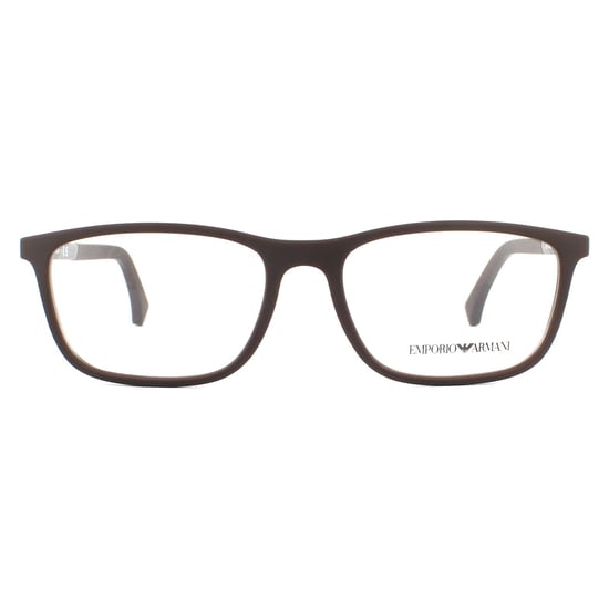 Emporio Armani Rectangular Rubber Brown Mens  Glasses Frames