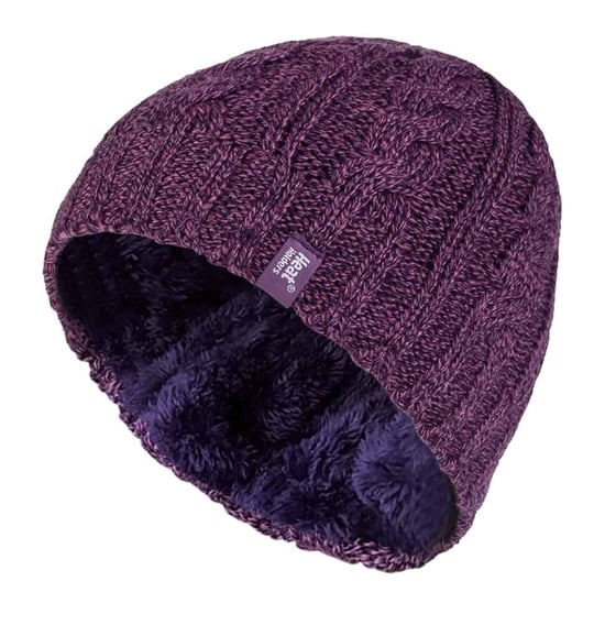 Gorro térmico de invierno para mujer con forro polar y punto por cable - Image 1