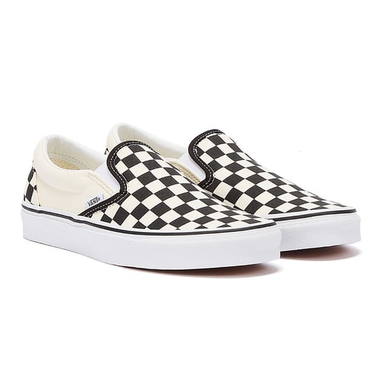 Zapatillas de skate unisex Vans Classic Slip-On de lona a cuadros en negro y blanco - Image 1