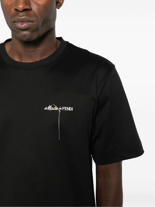 Fendi Made in Fendi Camiseta Bordada con Logotipo en Negro - Image 2
