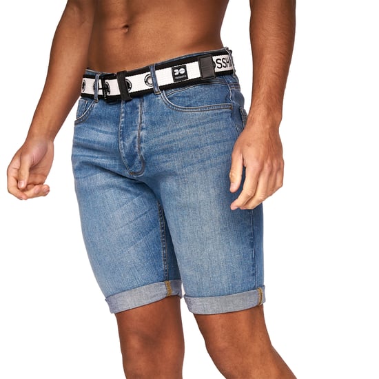 Crosshatch Mens Reestier Denim Shorts (Light Wash) - Image 1
