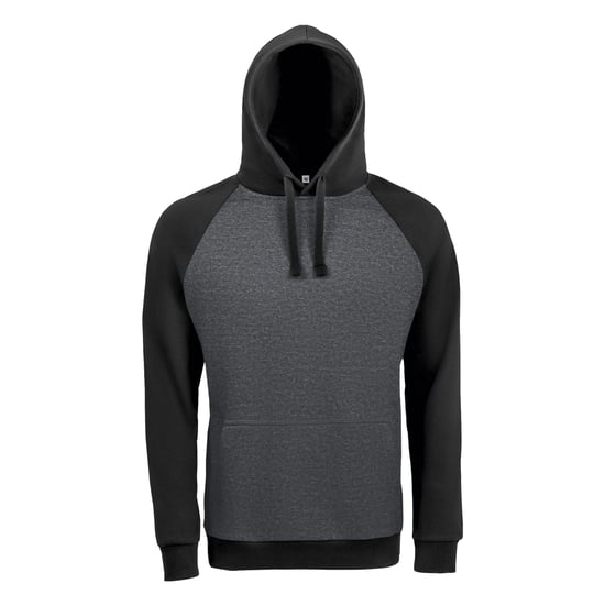 SOLS Unisex Adult Seattle Hoodie (Black/Charcoal Grey Melange) - Image 1