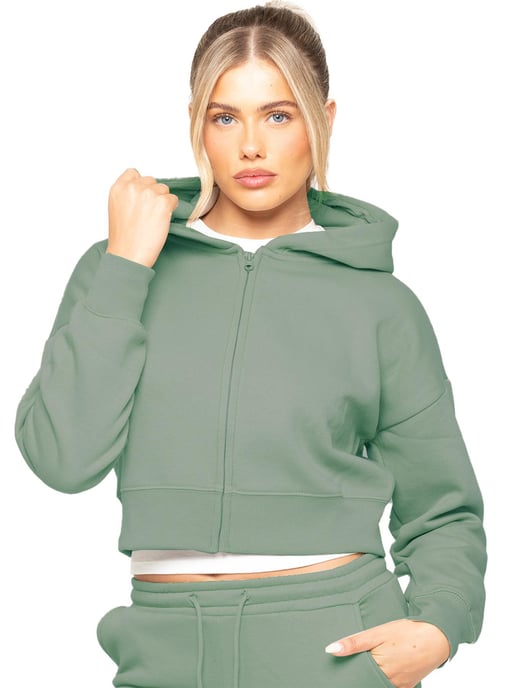 Enzo | Womens Crop Zip Hoodie - Image 1