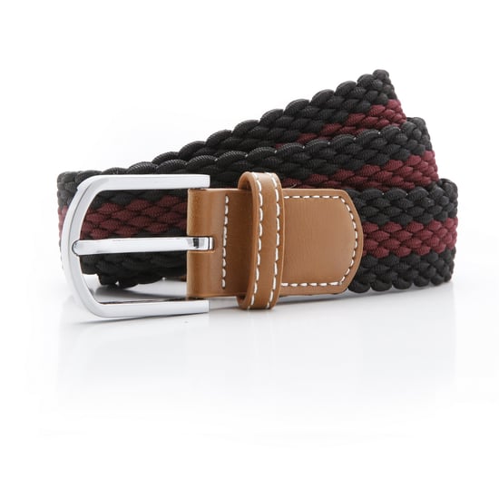 Asquith & Fox Mens Two Colour Stripe Braid Stretch Belt (Black/Burgundy)
