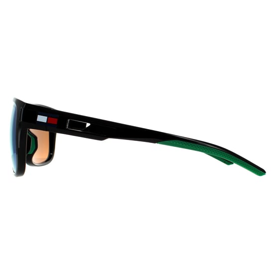 Gafas de sol espejo negras y verdes para hombres Tommy Hilfiger Wrap - Image 3