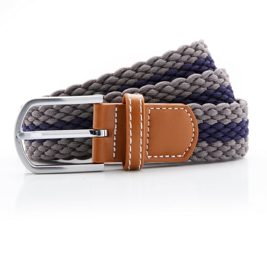Asquith & Fox Mens Two Colour Stripe Braid Stretch Belt (Slate/Navy) - Image 1