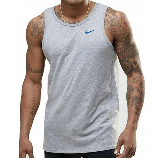 Camiseta sin mangas para hombre en gris con logo bordado de Nike - Image 1