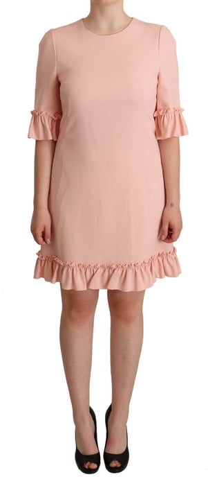 Vestido de tubo de viscosa con volantes en las mangas para mujer de Dolce & Gabbana en color rosa - Image 4