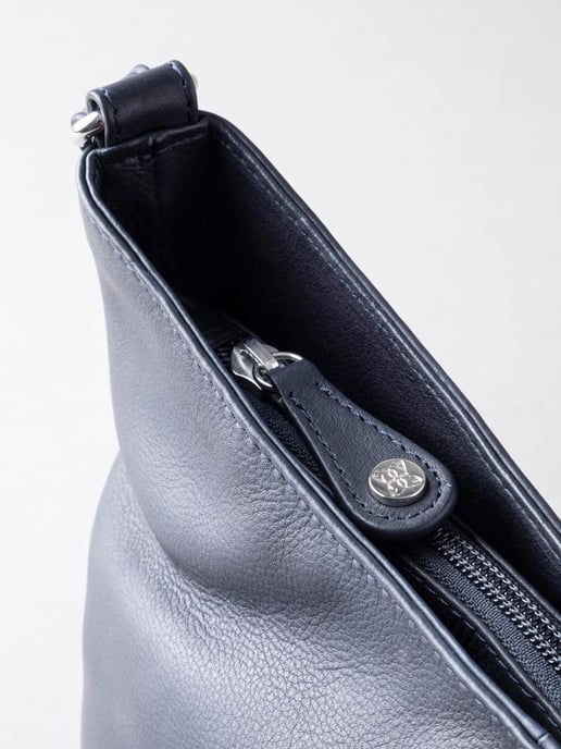 Grasmere Leather Cross Body Bag in Navy