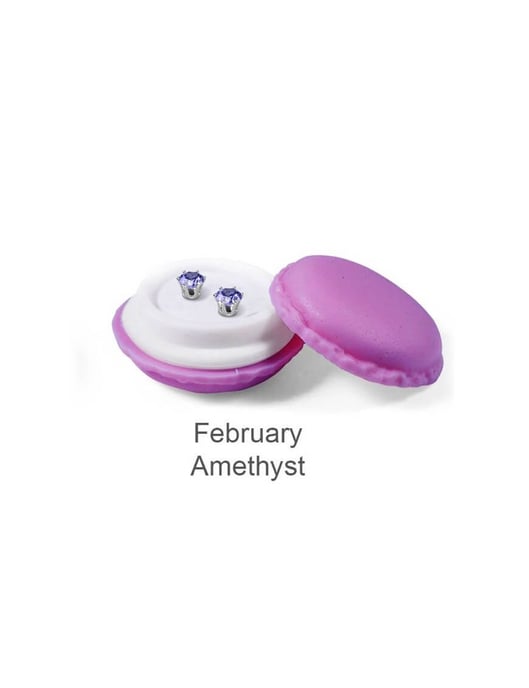 Pendientes de febrero con piedra de nacimiento - Plata y morado - Image 4