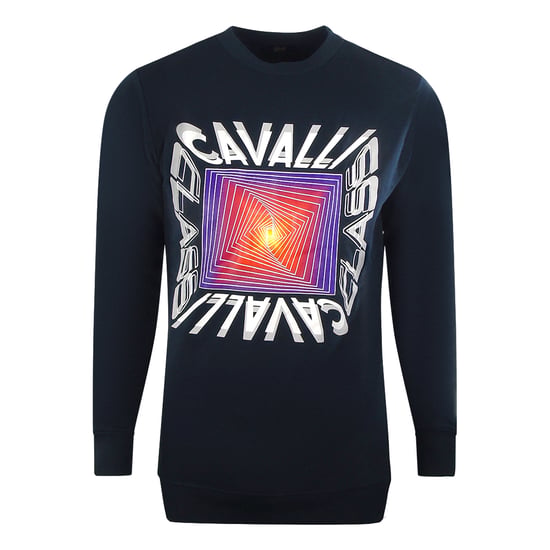 Sudadera azul marino con diseno de caja asimetrica Cavalli Class - Image 1