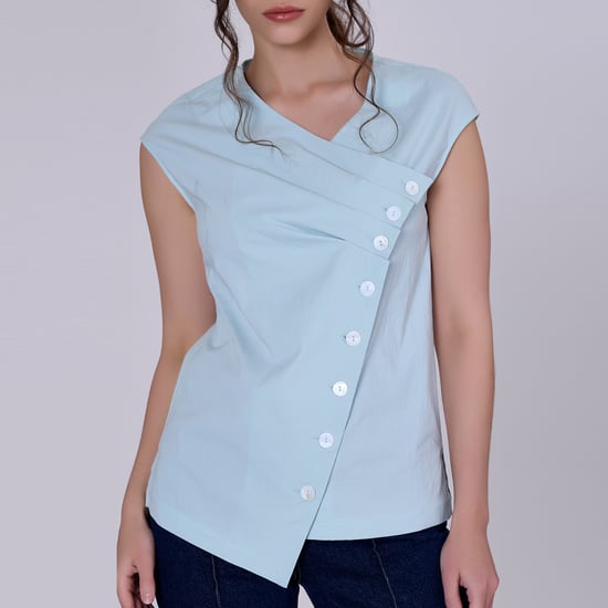 Double breasted pleated asymmetric top - Image 4