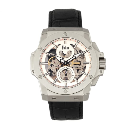 Reign Commodus Automatic Skeleton Leather-Band Watch