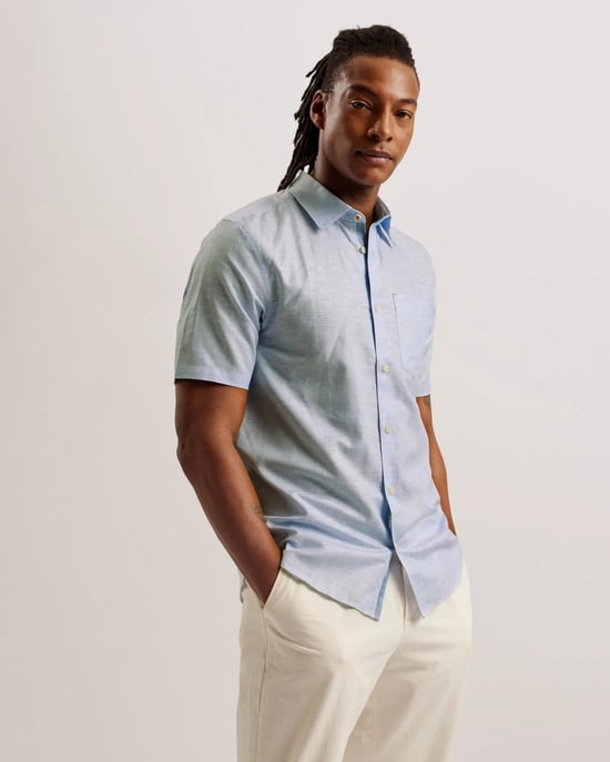 Camisa de manga corta de lino para hombre Ted Baker Palomas - Image 1