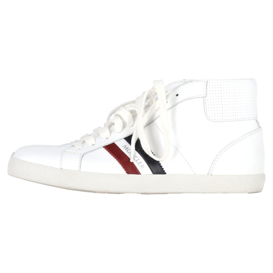 Moncler Monte Carlo Striped High Top Sneakers in White Leather - Image 6