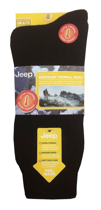 Calcetines Térmicos de Invierno para Hombre | Jeep | Calientes Calcetines Resistentes | Ideales para Senderismo - Negro - Image 2