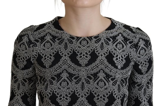 Vestido ajustado de mujer en jacquard negro y gris de Dolce & Gabbana - Image 4