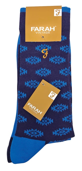 Farah - 2 Pares de Calcetines Formales de Lujo para Hombre de Algodón Rico Retro con Patrones Divertidos - FVS010PUR - Image 2