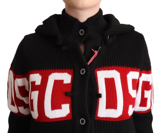 Chaqueta Cárdigan de Logo con Botones y Capucha de Cachemira Negra para Mujer de GCDS - Image 4