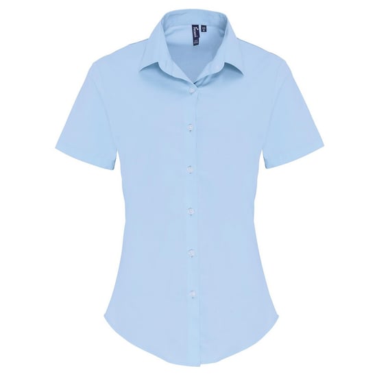 Premier Womens/Ladies Stretch Short-Sleeved Formal Shirt (Pale Blue) - Image 1