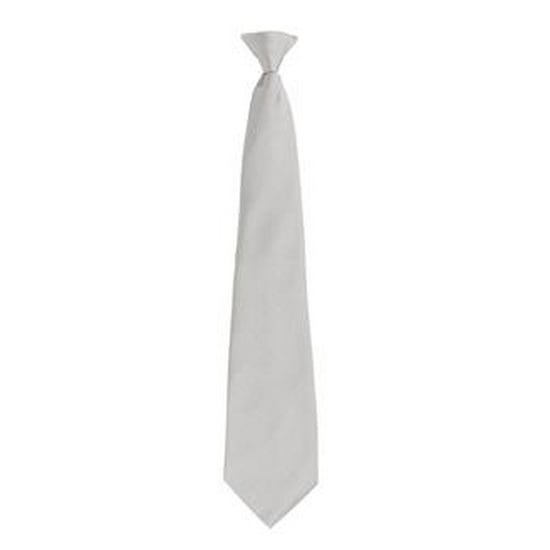 Premier Mens Fashion ”Colours” Work Clip On Tie (Silver) - Image 1