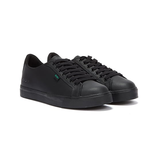 Boys Girls Kickers Youth Leather Tovni Lacer Trainers - (Black) - Image 1