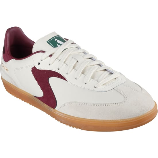 Skechers Hotshot Pyke Synthetic Men's Natural/Burgundy Trainers - Image 1